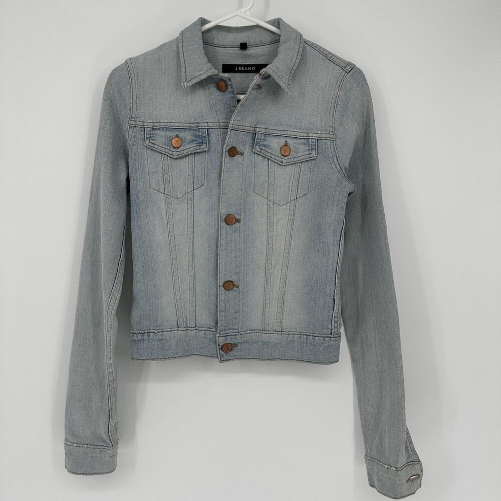 J Brand Jacket Womens XS Denim Atomic Stretch Button Up Distressed 40503225